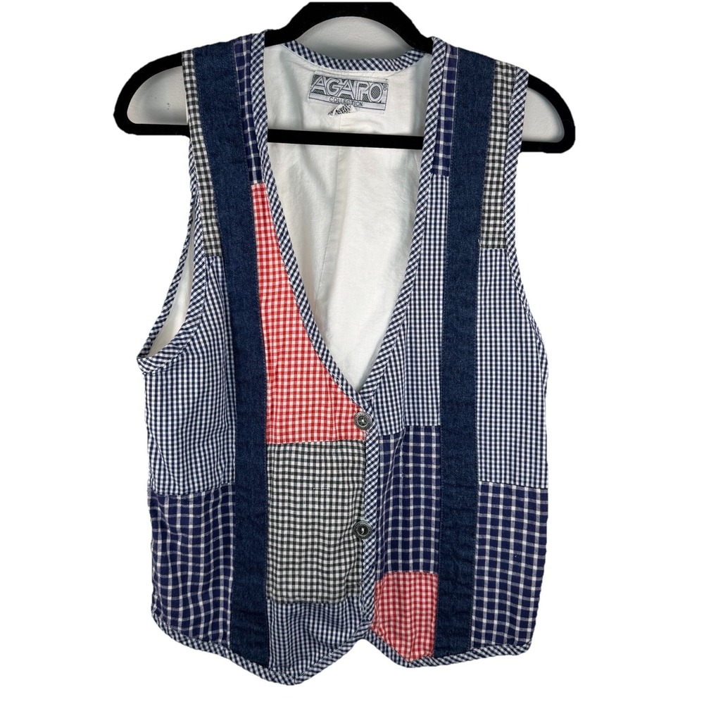 Agapo Collection VTG SZ MED‎ Plaid Patchwork Vest Artsy Grandmacore Cottagecore
